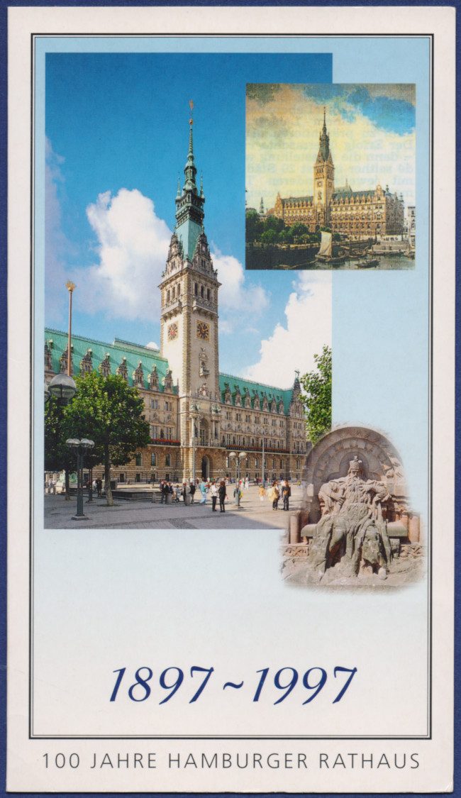 Faltkarte der Hamburger Postfilialien zum Jubilum des Hamburger Rathauses 1997.