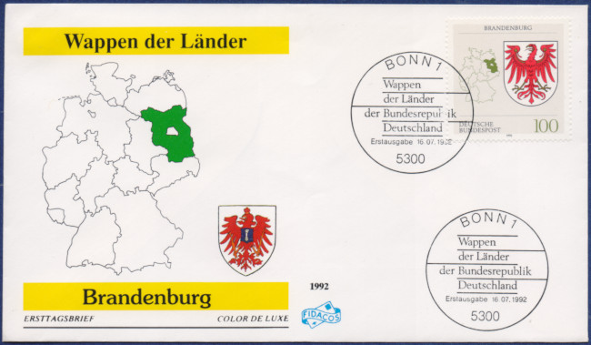 Brandenburg - MiNrm 1589 entwertet durch den Bonner ESST auf einem FDC.